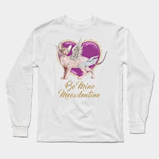 Be Mine Meowlentine, Valentines Day Sphynx Cat Cupid Long Sleeve T-Shirt